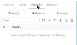Het tabblad Plaatsen met Zones, Markers en Routes